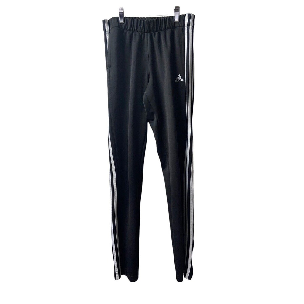 Adidas Sport Running Pants Womens Size S Black White Striped Jogging Pullon